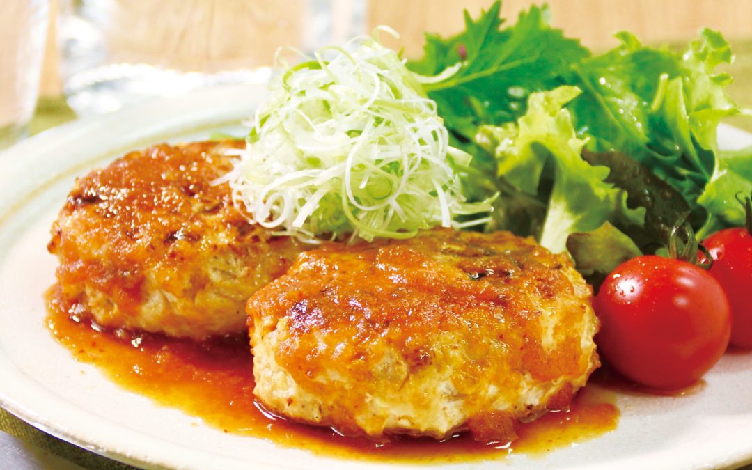 Japanese-style chicken and tofu patties topped with Momiji Oroshi Ponzu sauce