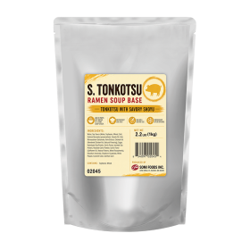 Somi Foods S. Tonkotsu Ramen Soup Base, tonkotsu with savory shoyu, 2.2 lb (1 kg) silver stand-up pouch
